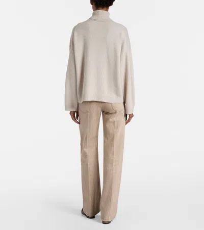 Brunello Cucinelli Turtleneck Cashmere Sweater In White