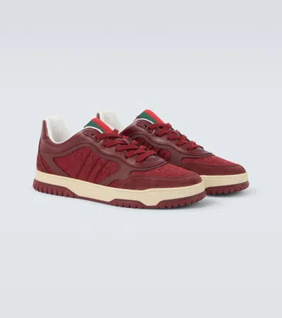 Gucci Re-web Low-top Sneakers In Burgundy