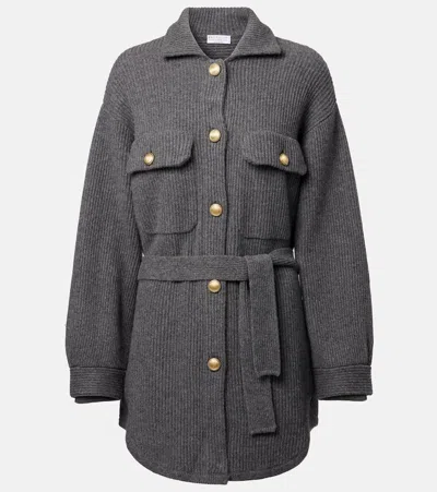 Brunello Cucinelli Belted Cardigan In Blue