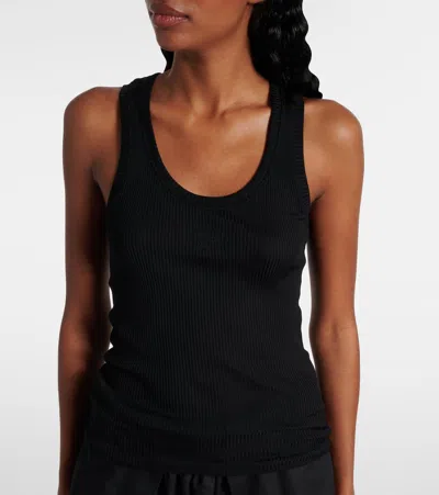 Loewe Womens Black Anagram Ribbed Silk-jersey Tank Top