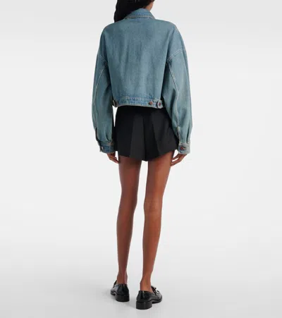 Prada Cropped Denim Jacket Featuring Buttoned Cuffs In Blue