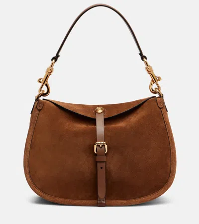 Etro Small Suede Tote Bag In Brown