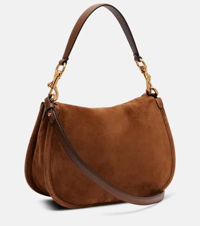 Etro Small Suede Tote Bag In Brown