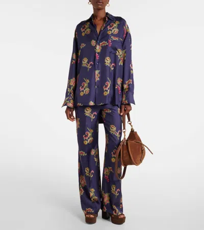 Etro Small Suede Tote Bag In Brown