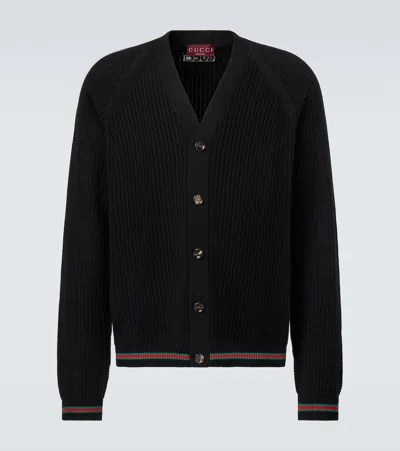Gucci Knitwear V Neck Striped Cuffs In Black