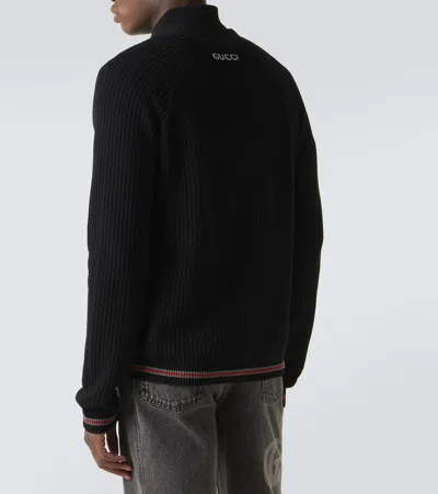 Gucci Knitwear V Neck Striped Cuffs In Black