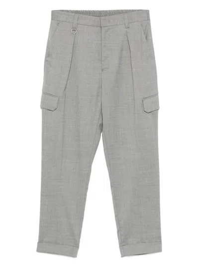Paolo Pecora Tailored Cropped Trousers With Elastic Waistband In Burgundy