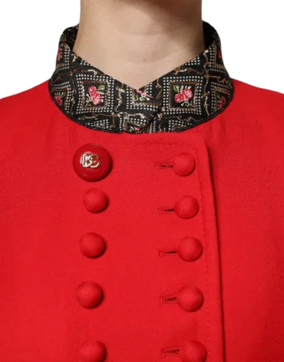 Dolce & Gabbana Red Jacquard Wool Women Trenchcoat Women's Jacket In Red