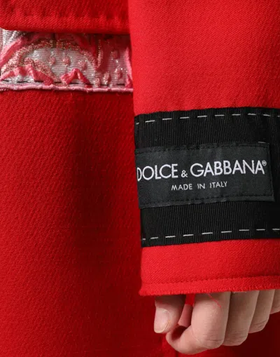 Dolce & Gabbana Red Jacquard Wool Women Trenchcoat Women's Jacket In Red
