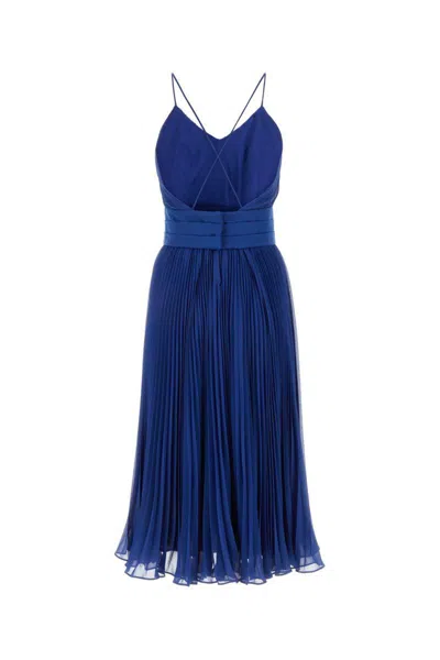 Max Mara Crepe Clarino Dress Spaghetti Straps In Blue
