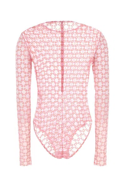 Givenchy Monogram 72 Mesh Fitted Bodysuit In Pink
