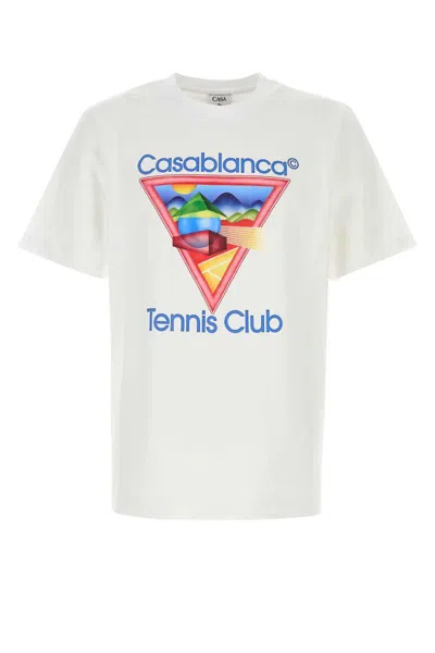 Casablanca Cotton Crew Neck T-shirt With Graphic Print In White