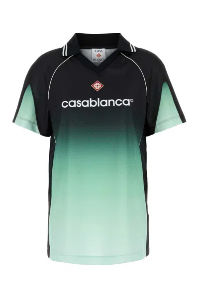Casablanca Polo Collar Gradient Design Short Sleeves T-shirt In Green