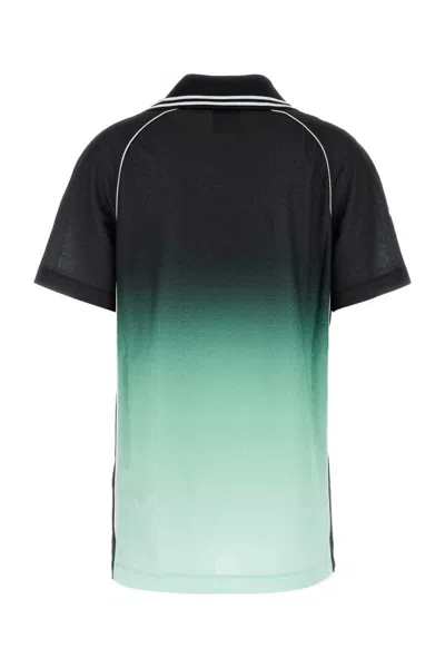 Casablanca Polo Collar Gradient Design Short Sleeves T-shirt In Green