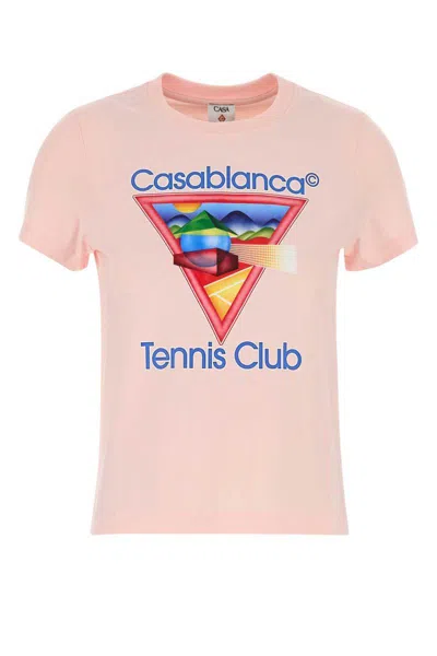 Casablanca Cotton Crew Neck T-shirt With Graphic Print In Pink