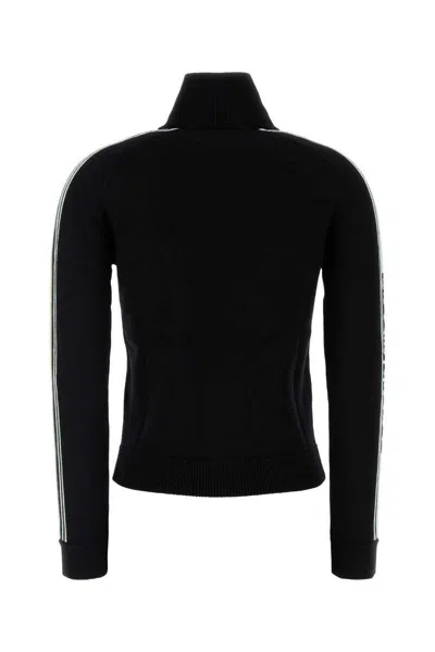 Casablanca Wool Cardigan With High Collar And Stripes In Black
