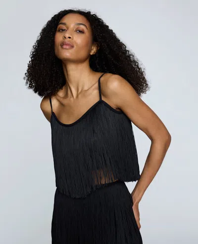 Kenneth Cole Fringe Cami Tank In Black