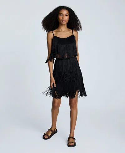 Kenneth Cole Fringe Cami Tank In Black