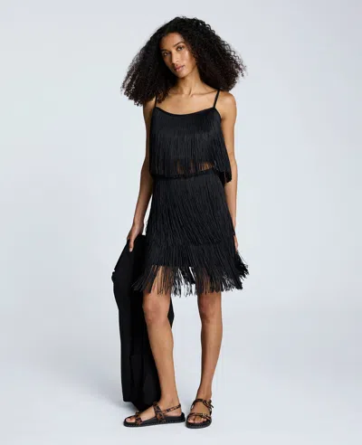 Kenneth Cole Fringe Cami Tank In Black