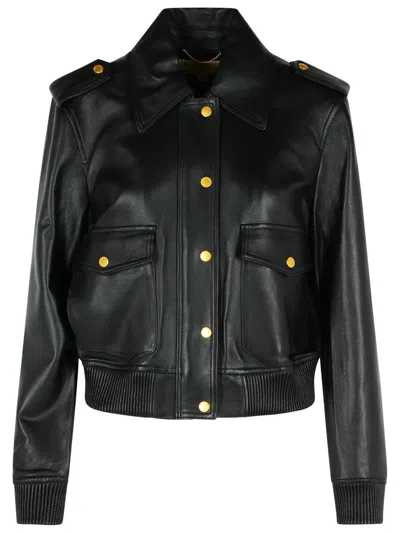 Michael Kors Leather Blouson In Black
