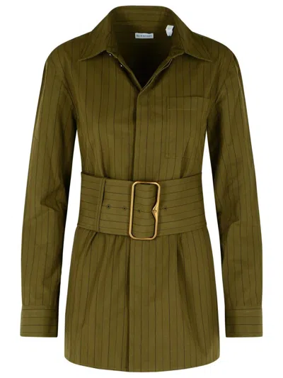 Burberry Green Cotton Mini Dress Women In Green