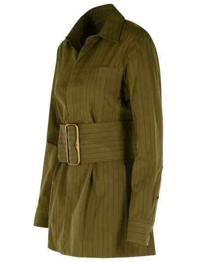 Burberry Green Cotton Mini Dress Women In Green