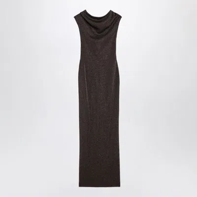 Max Mara Pianoforte Brown Dress In Viscose And Lurex Yarn Women In Brown