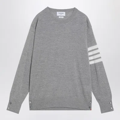 Thom Browne Merino Wool Sweater Button Detail In Gray