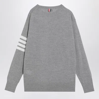 Thom Browne Merino Wool Sweater Button Detail In Gray