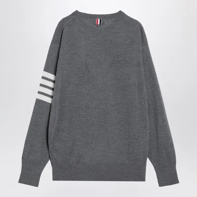 Thom Browne Milano Stitch Cotton Crewneck Sweater In Gray