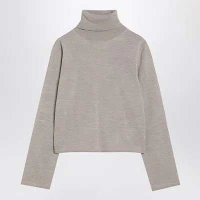Mm6 Maison Margiela Beige Wool Blend Turtleneck Sweater In Gray