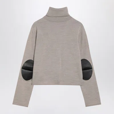 Mm6 Maison Margiela Beige Wool Blend Turtleneck Sweater In Gray