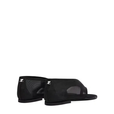 Courrèges Wrapped Mesh Thongs In Gray