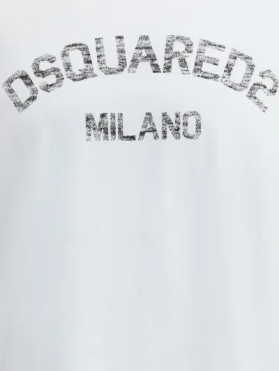 Dsquared2 Loose Fit White Cotton Jersey T-shirt With Vintage-effect Logo In White