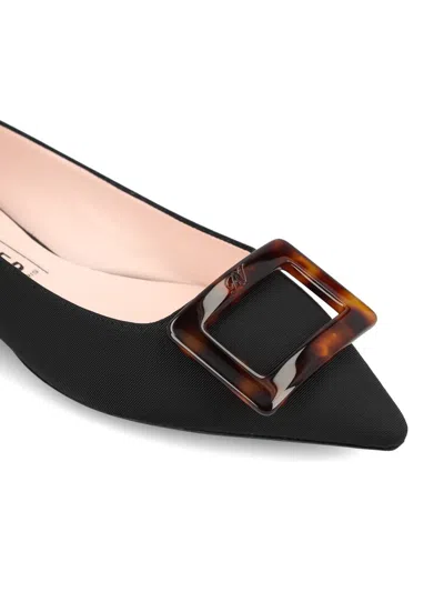 Roger Vivier Gommettine Buckled Glossed Crinkled-leather Ballet Flats