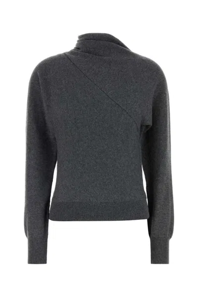 Tom Ford Wrap Collar Cashmere Blend Sweater In Gray