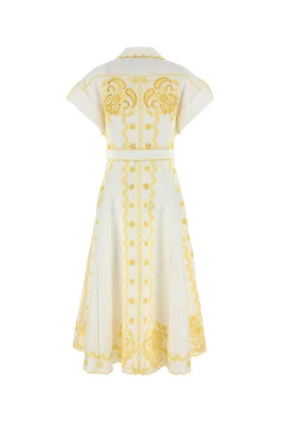 Zimmermann Womens Ivory Lemon Lucky Embroidered Linen Midi Dress In White