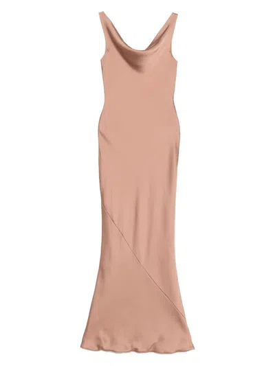 Norma Kamali Brown Maria Gown In Neutral