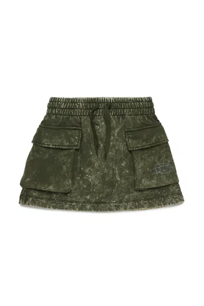 Diesel Cotton Mini Skirt In Green