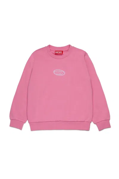 Diesel Felpa Girocollo Con Ricamo Oval D In Pink