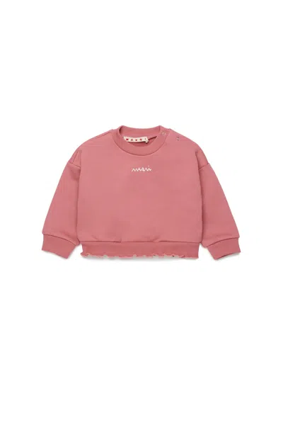 Marni Felpa Girocollo Con Balze Sul Fondo In Pink