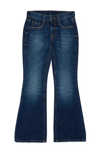 Marni Distressed Denim Flared Pants Kids In Blue