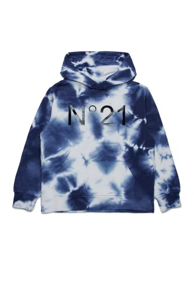 N°21 Felpa In Cotone Tie-dye Con Cappuccio In Blue