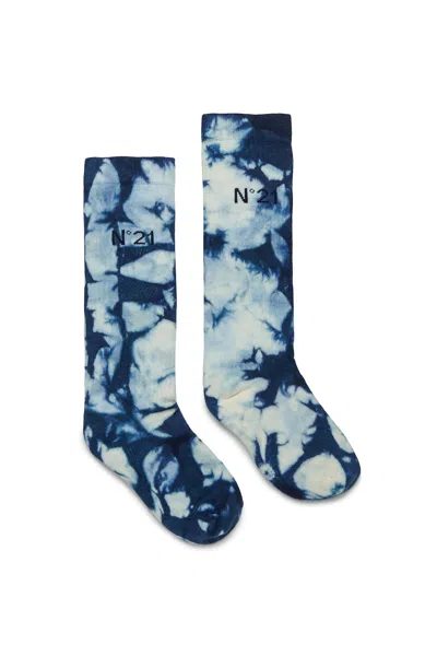 N°21 Calzini In Misto Cotone Tie-dye In Blue