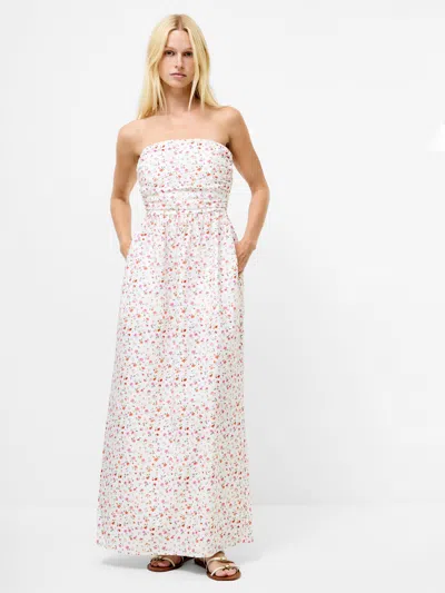 French Connection Nomi Cotton Strapless Midi Dress  Dresses In White