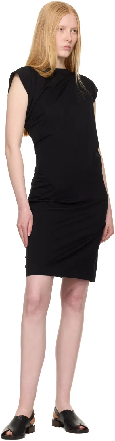 3.1 Phillip Lim Black Draped Short Sleeve T-shirt Minidress