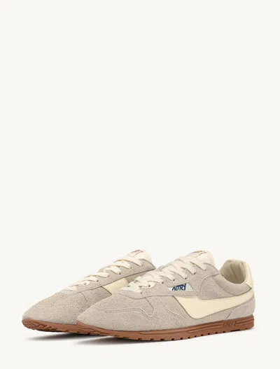 Autry 'windspin Low' Grey Sneaker With Logo On The Side And On The Heel In Neutral