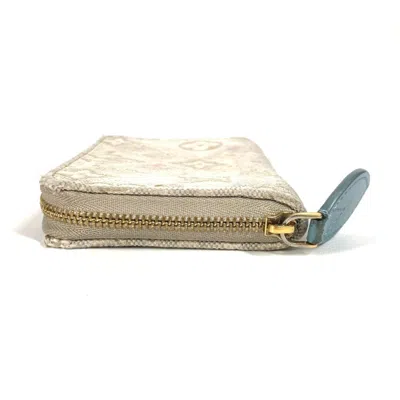 Pre-owned Louis Vuitton White Canvas Leather Coin Purse/coin Case ()