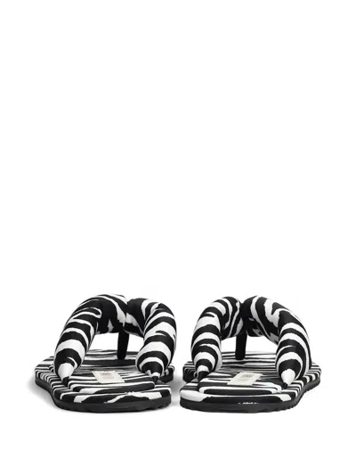 Attico Indie Zebra-print Satin Thong Sandals In Black