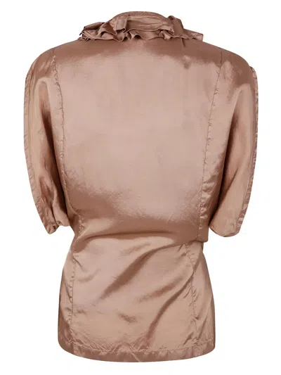 Dries Van Noten Clematis Sleeveless Wrap Blouse With Ruffle Details In Brown